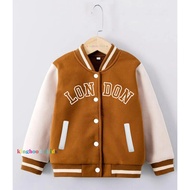 LONDON Boys Girls Baseball Jacket Ages 2 3 4 5 6 7 8 9 10 11 12 Years Varsity Jacket for Girls and B