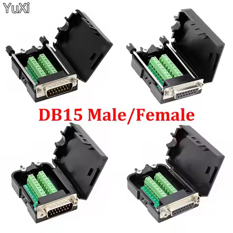 DB15 Connector RS232 2/Row D-SUB 15-Pin Welding-Free Female Male Connector Breakout Terminals Plug W