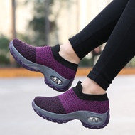 ผู้หญิง Cushioned Shock-Absorption รองเท้าผ้าใบ,Slip-On ถัก Slouchy รองเท้าสำหรับเต้นรำ/Leisure, swi