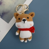 Creative Cartoon Hand-Knitted Shiba Inu Doll Weaving Female Wool Crochet Akita Inu Pendant Hand @-