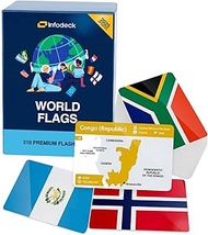 310 Premium World Flags Flash Cards — Countries of The World, U.S. States Flags & Remote Territories