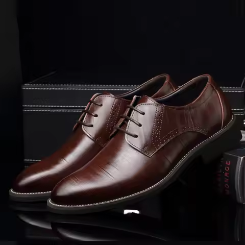 Men's Dress Shoes Lace-Up Genuine Leather Mens Business Office Flats Men Wedding Party Oxfords EUR S