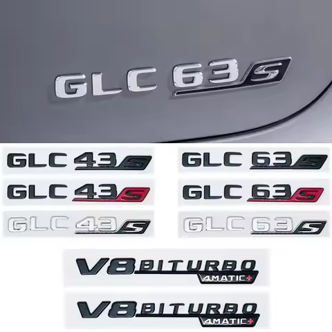 For Mercedes Benz Silver Black X253 C253 GLC43 GLC63 GLC63s GLC 63 S AMG Emblem V8 BITURBO 4MATIC 4M