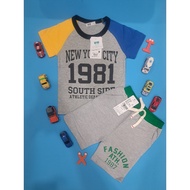 Boy's short t-shirt and shirt set with number 1981 printed