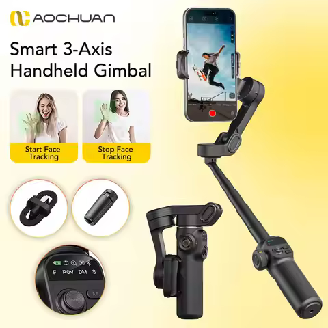 AOCHUAN Smart X2 Black 3-Axis Handheld Gimbal Stabilizer With Extension Rod For iPhone And Android S