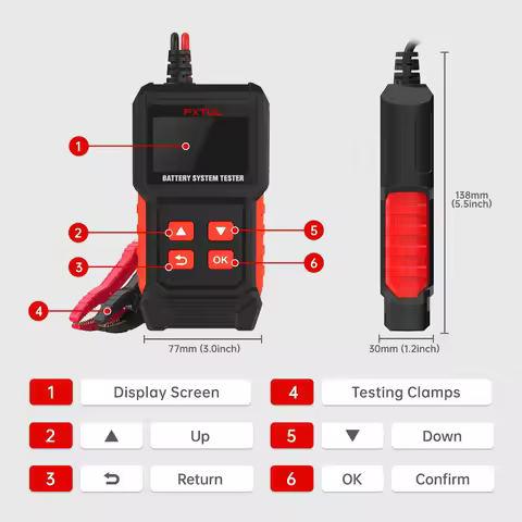 FXTUL BT50 12V Motorcycle Battery Tester Analyzer CCA BCI 2-300AH Cranking Charging Scanner Digital 