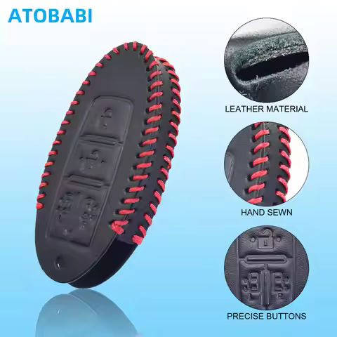 Hand Sewn Leather Car Key Cover Bag For Nissan Serena C26 C27 Elgrand E52 Rooks X-Trail Mitsubishi D