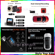 70mai A400 A500s Dashcam Pro Plus+ Built-in GPS Car Recorder 1944P Dual Record Night Vision ADAS Par