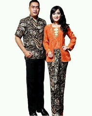 Batik Sarimbit Brokat Orange/ Baju Couple/ Sarimbit Keluarga