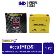 Aki-Accu-Acu Battery-Batre Kering-Gel Merk Motobatt MTZ6S 5 aH-5aH CBR 100-150R/PCX 150/Sonic 150/Vario 125-150/KLX 150/Satria FU 150/Nmax-N Max 150/GSR-GSX