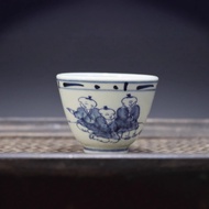 Tea Set Antique Qing Dynasty Simple Kung Fu Tea Cup Large Master Cup Jingdezhen Blue and White Porce