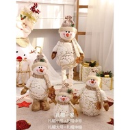 ￼Christmas Snow Man Family Lattice Cloth Standing Retractable Doll Hanging Pendants