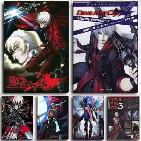D-Devil May Cry-S Classic Classic Movie Poster Self-adhesive Art Waterproof Sticker Coffee House Dor