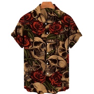 Men Hawaii Shirts Men Women Fashion Hawaiian Shirt Skull 3D Printed Shirts Casual Beach Short Sleeve