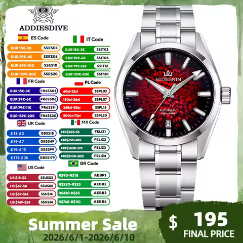 ADDIESKIN Men Luxury Automatic Watch Miyota 9015 100M Waterproof Sapphire Stainless Steel Luminous B