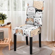 Elastic Cute Cat Print Office Chair Cover Animal Dining Chair Slipcover Stretch Kitchen Stools Protector Home Party Decoration