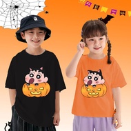Halloween Kids T-Shirt Creepy Cartoon Character Print Spooky Ghost Graphic Short Sleeve Costume Outf