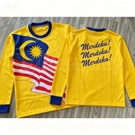 Long-sleeved T-shirt Merdeka Yellow Fully Printed with the Malaysian Flag Independence Day 69th Birt