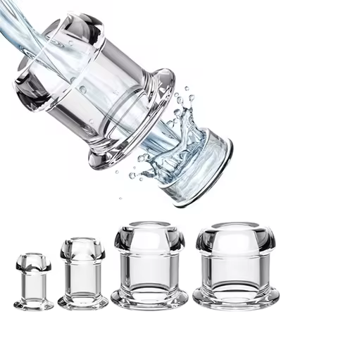 Hollow Speculum Peeking Anal Beads Butt Plug with Stopper Expander Tunnel Transparent Anus Dilation 