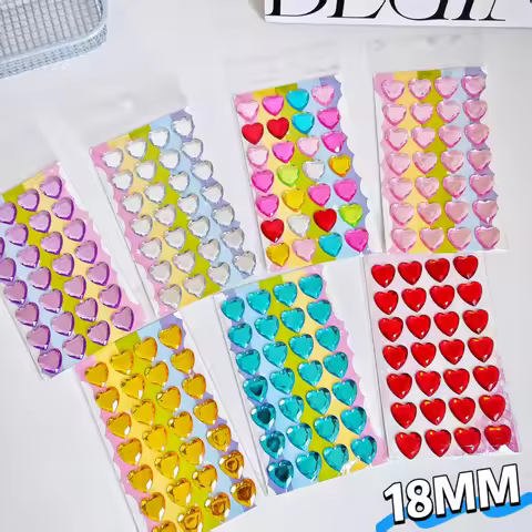 196 pieces of 7 18MM large heart-shaped diamonds, 18MM large heart-shaped diamond stickers, cute hea