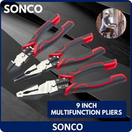 SONCO 9" Combination Multifunctional hand pliers wire cutters needle nose diagonal oudisi plier CRV 9" INCH PLAYAR 组合钳