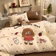 Soft Embroidered Cotton Bedding Set, Pastel Colors - DN8, Many Sizes