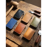 Dompet lelaki kulit lembu asli buatan tangan, dompet pendek berzip kulit asli, dompet kulit vertikal