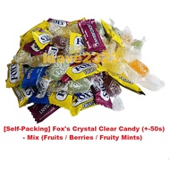 [Self-Packing] Fox's Crystal Clear Candy Oval Candy (+-50s / Pack) - Mix Flavours
