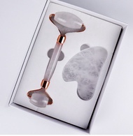 Bộ đá Guasha massage mặt giảm nếp nhăn + Cây lăn massage nâng cơ bằng đá tự nhiên