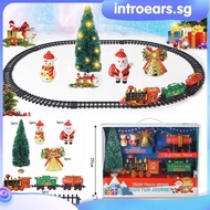 INTR Electric Christmas Train Railway Track Set Mini Train Track Frame With Sound Light Christmas Tree Decors Kid Toys New Year Xmas Gift