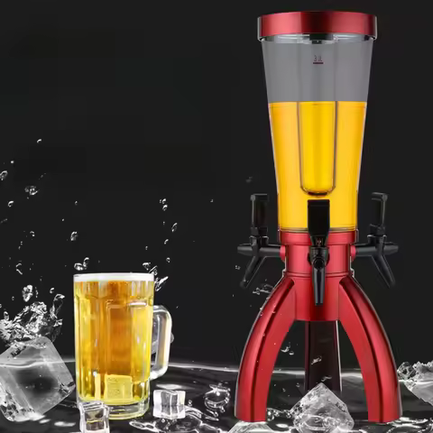 Draft Beer Keg, 3L Beer Dispenser with Lighted Tap, Beverage Barrel for Bars and Commercial Use, Bee