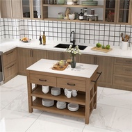 💘&amp;Nordic American-Style Solid Wood Marble Sideboard Kitchen Middle Island Table Operating Kitchen Counter Dining Table S