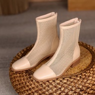 Import Fashion Sepatu Musim Panas Wanita Panjang Selutut Tinggi Heels Boots Cewek Kondangan Resletin