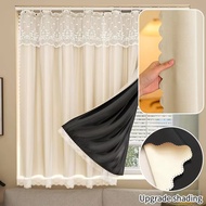 Double Layer Curtains Gauze Window Curtain Blackout Curtain Decorative Living Room Bedroom