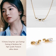Yellow Dream  All Silver Jewelry K-Drama  Earrings & Necklace Set Korean Earring Korean Necklace