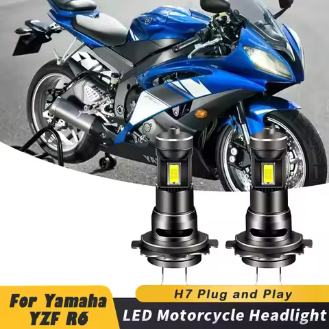 1/2pcs 35W H7 6500K Bright White Motorcycle A5 LED Bulbs Headlight For Yamaha YZF R6 2003 2004 2005 