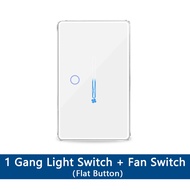 Zemismart Tuya สวิตช์ Kipas Angin Gantung Langit อัจฉริยะสวิตช์หลอดไฟสีเหลืองอ่อนตัวขัดจังหวะระบบสัม