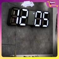 White LED 3D Clock Modern Digital 12/24 Hour Display Aesthetic Jam Dinding USB Wall Alarm Snooze Cab