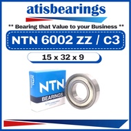 NTN 6002 ZZ C3 ( 15 x 32 x 9 ) 100% ORIGINAL Shielded Type Deep Groove Ball Bearings