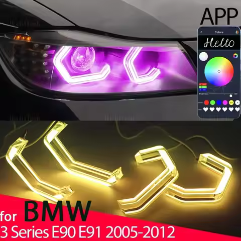 For BMW 3 Series E90 E91 2005-12 316i 318i 320i 328i 330i 335i 320d Multi-colored Ring Angel Eyes RG
