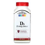21st Century, Vitamin D3, 25 mcg (1,000 IU), 500 Tablets(No.3393)