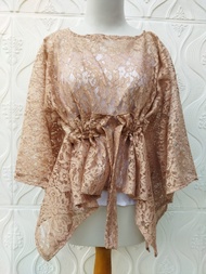 Outer Kebaya Brokat Remaja Cape Pesta Cardigan Kondangan Brokat Kerut Serut Depan Crop Baju Pisahan