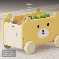 รถเข็นเก็บของเล่นเด็กขนาด 36 ลิตร กล่องเก็บของลายการ์ตูนสิ่งมีชีวิตพร้อมล้อเลื่อน ผลิตจากพลาสติก PE 