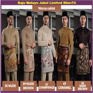 ZH Baju Melayu Jakel LIMITED Slim-Fit Jakel Baju Melayu Cutting Slim-Fit Coklat Nude Edition