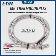 [READY STOCK] 1PC Thermocouple Temperature Sensor K-Type E-Type M6 M8 M12 1M/2M/3M Screw Type & Spri