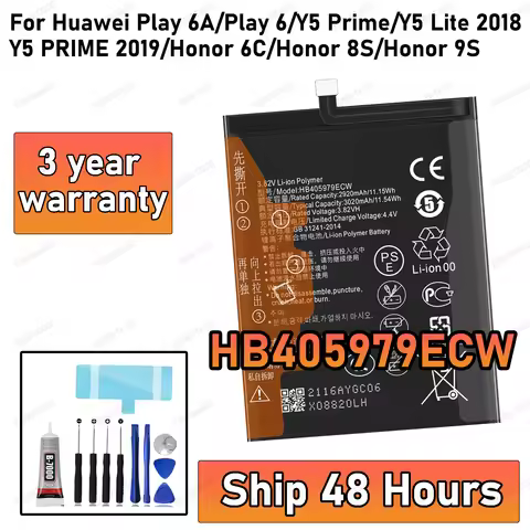 100% New High Quanlity HB405979ECW Battery For HUAWEI PLAY 6A/PLAY 6/Y5 Prime/Y5 lite 2018/honor 6c 