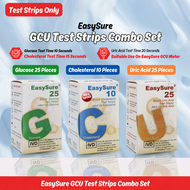 EASYSURE GCU Test Strips Blood Glucose, Cholesterol, Uric Acid & GCU Machine, Alcohol Swab