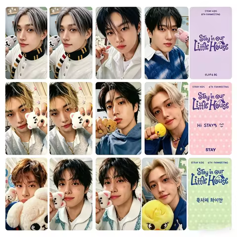 KPOOP 8pcs Stray Kids LOMO Card SKZOO Felix hynjin HAN Fan Meeting Small Card Collection Card Standi