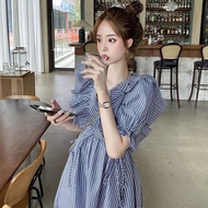 Dress Korean Fashion V-neck striped dress Short Skirt A-Line Dress Plus Size Skirt 60331