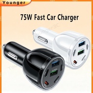 6-IN-1 Car Charger 2USB+4Type-c Cigarette Lighter Interface Converter QC3.0 Car Phone Tablet Chargin